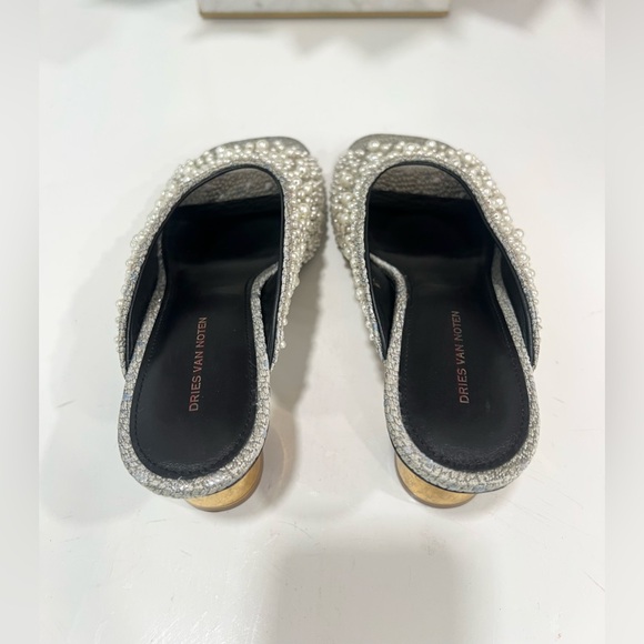 DRIES VAN NOTEN
Pearly Beaded Mule Sandals In Silver - Picture 6 of 8